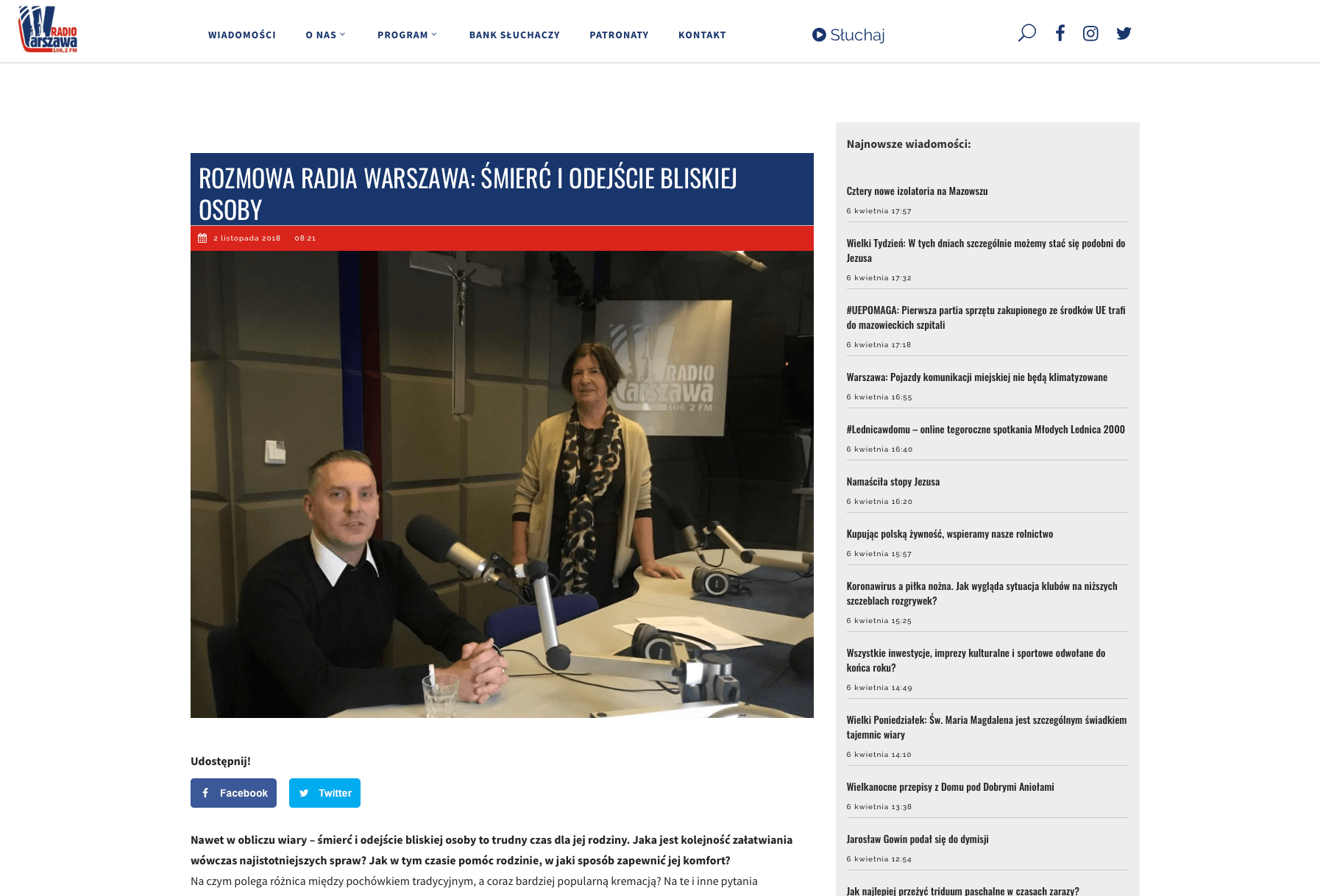 Zakład Pogrzebowy Gralewski w Radio Warszawa