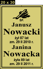 Tablice natrumienne Katolickie - wzór 20X30