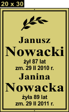 Tablice natrumienne Świeckie - wzór 20X30