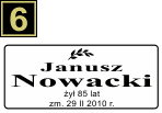 Tabliczki urnowe Świeckie - wzór B6