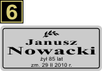 Tabliczki urnowe Świeckie - wzór S6