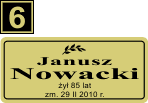 Tabliczki urnowe Świeckie - wzór Z6
